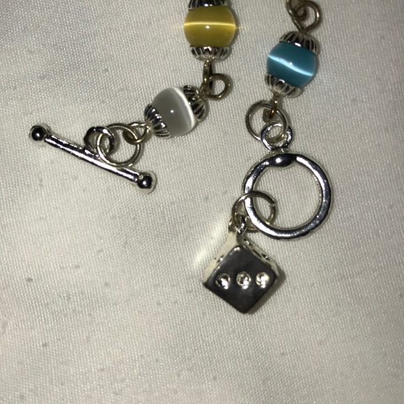 Mult-color beaded bracelet - silvertone - Picture 3 of 3